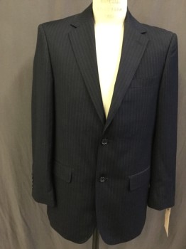 GIORGIO FIORELLI, Midnight Blue, Royal Blue, Polyester, Viscose, Stripes - Pin, Single Breasted, 2 Buttons,  Notched Lapel, 3 Pockets,