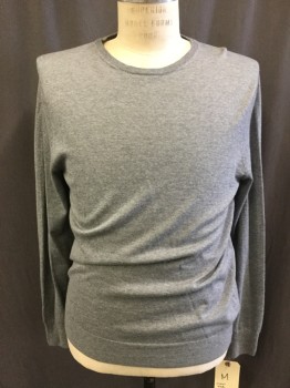 Mens, Pullover Sweater, J CREW, Gray, Wool, Heathered, M, Crew Neck, Long Sleeves,