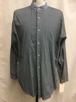 Graphite Gray, Gray, Cotton, Stripes, Button Front, Collar Band, Long Sleeves,