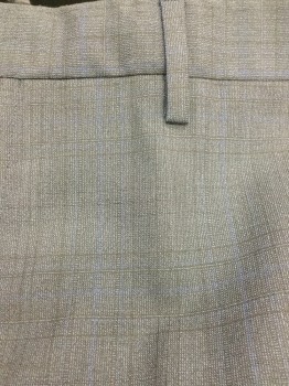 Mens, Slacks, BURBERRY, Navy Blue, Black, Wool, 2 Color Weave, 34/31, Grid Texture, Flat Front, 5 Pockets One is a Small Pocket at the Waistband on Right Side
