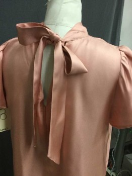 JCREW, Dusty Rose Pink, Silk, Solid, Pull Over, Cap Sleeve, Self Tie Collar at Back of Neck, V Back, See Photo Attached,