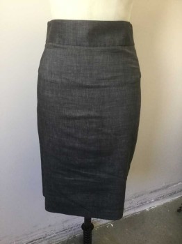 Womens, Skirt, Knee Length, THEORY, Taupe, Dk Gray, Wool, Linen, Solid, 4, Dark Grayish Brown, 2" Wide Self Waistband, Pencil Skirt, Invisible Zipper at Center Back, Double Vents at Center Back Hem, Knee Length