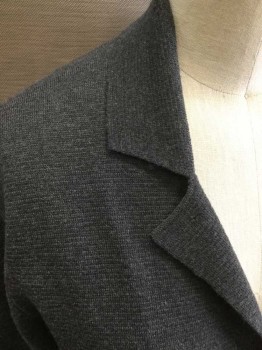 Womens, Blazer, UNIQLO, Charcoal Gray, Polyester, Nylon, Solid, XS, Single Breasted, L/S, Ribbed Knit, C.A., Notched Lapel, 3 Bttns,