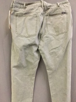 Mens, Casual Pants, FAHERTY, Gray, Cotton, Solid, 34/34, Zip Front, 5 + Pockets, Duck