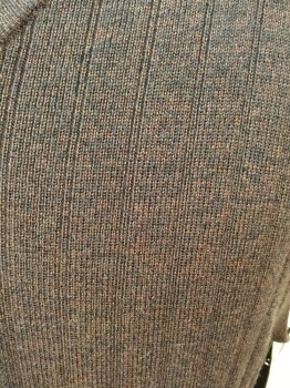 Mens, Sweater Vest, JOHN W NORDSTROM, Brown, Black, Wool, Heathered, Stripes - Vertical , L, Pullover, V-neck,