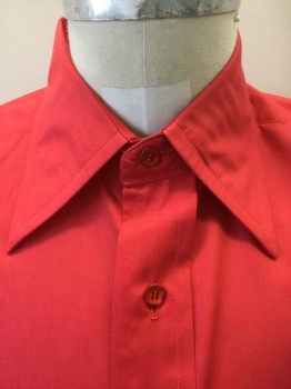 Mens, Dress Shirt, HAMPSHIRE HOUSE, Cherry Red, Cotton, Polyester, Solid, Slv:33, N:15.5, Long Sleeve Button Front, Collar Attached, 1 Patch Pocket,