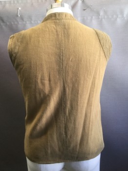 MTO, Mustard Yellow, Cotton, Solid, Band Collar, Cross Over Snap, V-neck, Patch Pockets