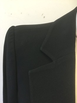 Womens, Blazer, EMPORIO ARMANI, Black, Acetate, Viscose, Solid, B:42, Single Breasted, 1 Button, Notched Lapel, Padded Shoulders, 2 Pockets, Has a Double