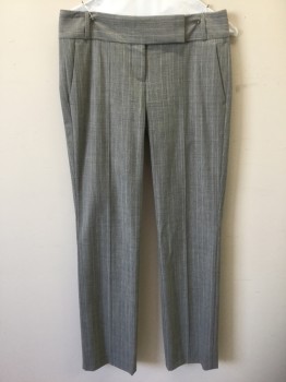Womens, Slacks, BOSS, Gray, Lt Gray, Dk Gray, Wool, Polyester, Plaid, 4, Low Rise, Straight Leg, 2" Wide Waistband with Tab, Zip Fly, 4 Pockets, 2000's