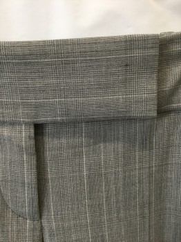 BOSS, Gray, Lt Gray, Dk Gray, Wool, Polyester, Plaid, Low Rise, Straight Leg, 2" Wide Waistband with Tab, Zip Fly, 4 Pockets, 2000's