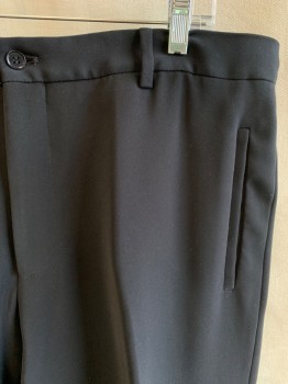 ARMANI, Black, Polyester, Solid, SUIT PANTS, Flat Front, 4 Pockets, Zip Fly, Button Closure, Wide Leg
