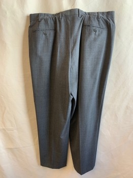 ZANELLA, Gray, Black, Wool, 2 Color Weave, Flat Front, 4 Pockets, Zip Fly, Button Closure, Belt Loops