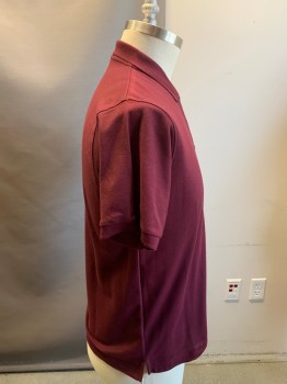 PORT AUTHORITY , Red Burgundy, Cotton, Solid, S/S, C.A., 3 Buttons, Vents at Sides