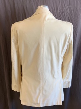 Mens, Sportcoat/Blazer, PERRY ELLIS, Off White, Cotton, Solid, 42 R, Notched Lapel, 1 Button Single Breasted, 3 Pocket, Double Vent, Mark On Back Left Shoulder
