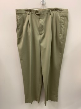 Mens, Slacks, CLAIBORNE, Khaki Brown, Polyester, Solid, 40/32, Pleated Front, 4 Pockets, Zip Fly, Belt Loops
