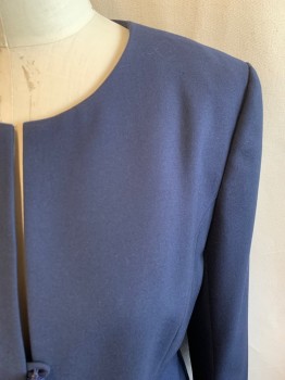 N/L, Midnight Blue, Polyester, Solid, Jacket, Button Front, 5 Buttons, 3 Buttons Each Sleeve, Long Sleeves, Crew Neck
