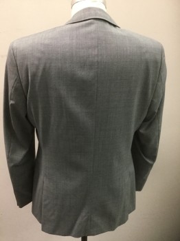 HUGO BOSS, Lt Gray, Dk Gray, Wool, 2 Color Weave, Single Breasted, 2 Buttons,  Notched Lapel, Double,