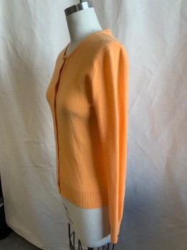 Womens, Cardigan Sweater, BLACK GOAT, Neon Orange, Cashmere, Solid, S, L/S, CN, Buttons