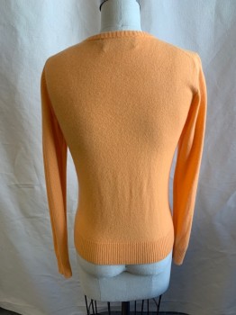 Womens, Cardigan Sweater, BLACK GOAT, Neon Orange, Cashmere, Solid, S, L/S, CN, Buttons
