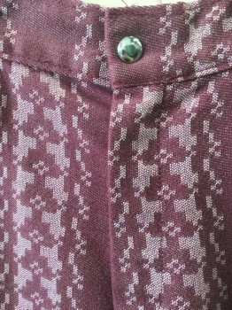 WHITE STAG, Red Burgundy, Mauve Pink, Cotton, Polyester, Geometric, Stripes, Twill, Flat Front, Zip Fly, 4 Pockets, Slight Bootcut Leg,