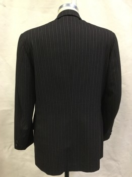 DOMINIC GHERARDI  , Dk Brown, White, Wool, Stripes, Better Blazer, Double Breasted, Wide Peaked Lapels,