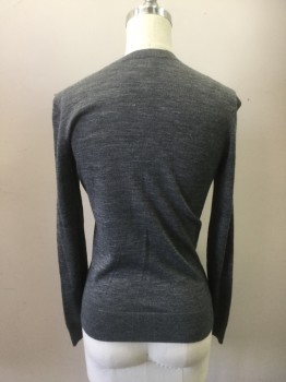Womens, Sweater, HALOGEN, Gray, White, Black, Wool, Acrylic, XS, Diamond Pattern Front, Solid Gray Sleeves/Waistband/Back, B.F., L/S,