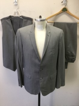 Mens, Suit, Pants, DOLCE & GABBANA, Lt Gray, Wool, Silk, Solid, 34/34, Flat Front, 2 Welt Pockets at Waistband Front
