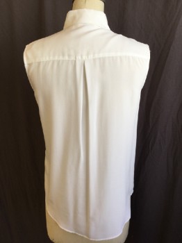 Womens, Blouse, UNI QLO, White, Polyester, Solid, XS, (DOUBLE) (also Have a Med)   Collar Attached, Button Front, Sleeveless,