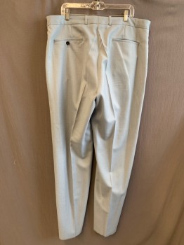 SIAM COSTUMES, Lt Blue, Wool, Heathered, Flat Front, Button Fly, 4 Pockets, + Watch Pockets, Belt Loops, Suspender Buttons,
