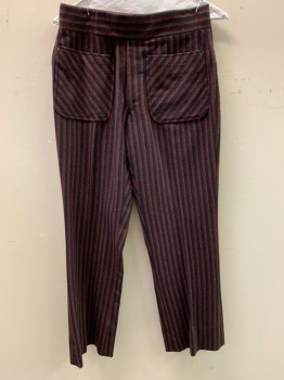 NL, Navy Blue, Red, Gray, Black, Wool, Stripes - Vertical , Diagonal Stripe on Pockets, Patch Pockets on Front,