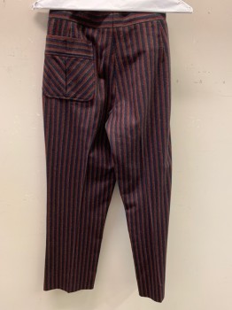 Mens, Pants, NL, Navy Blue, Red, Gray, Black, Wool, Stripes - Vertical , 28/29, Diagonal Stripe on Pockets, Patch Pockets on Front,
