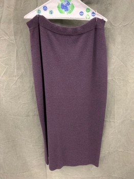 Womens, Skirt, Long, EILEEN FISHER, Aubergine Purple, Wool, Solid, 1X, Knit, Elastic Waistband, Calf Length