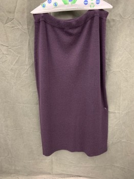 Womens, Skirt, Long, EILEEN FISHER, Aubergine Purple, Wool, Solid, 1X, Knit, Elastic Waistband, Calf Length