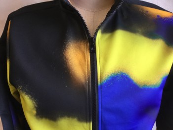 Mens, Sweatsuit Jacket, REBEL MINDS, Black, Brown, Royal Blue, Purple, Yellow, Polyester, Spandex, Tie-dye, M, Jacket:  Collar Attached, Zip Front, Long Sleeves, 2 Pockets with Matching Pants
