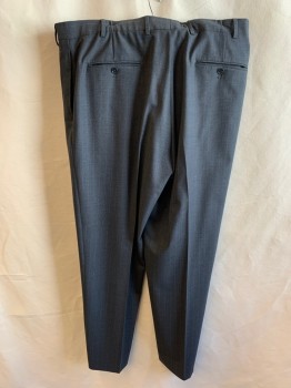 BROOKS BROTHERS, Charcoal Gray, Gray, Wool, Lycra, Stripes - Pin, Flat Front, 4 Pockets, Zip Fly, Button Closure, Belt Loops