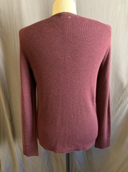 Mens, Pullover Sweater, RAG & BONE, Red Burgundy, Wool, Nylon, Solid, M, CN,