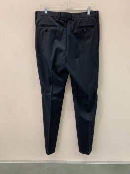 Mens, Suit, Pants, CALVIN KLEIN, Navy Blue, Blue, Wool, Stripes - Pin, 34/35, Side Pockets, Zip Front, F.F, 2 Back Pockets