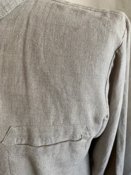 AMERICAN COSTUME, Taupe, Linen, Solid, C.A., 4 Button Front, Front Pockets, L/S, Back Yoke
