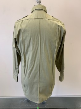 Mens, Fire/Police Shirt, HORACE SMALL, Khaki Brown, Poly/Cotton, 16/35, C.A., B.F., L/S, 2 Bat Wing Flap Pleated Pockets, Epaulets