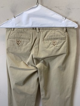 STYLUS, Khaki Brown, Cotton, Spandex, Solid, Stretch Twill, Mid Rise, Slim Leg, Cropped Length, Zip Fly, 4 Pockets, Belt Loops