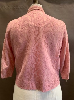 NO LABEL, Pink, Polyester, Floral, L/S, Shawl Collar, Full Lace