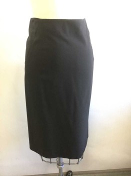 Womens, Skirt, Knee Length, THEORY, Black, Wool, Spandex, Solid, 2, Crepe, Pencil Skirt, 2 Vents at Hem in Back, Invisible Zipper at Center Back, Knee Length