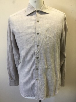 CEGO, Oatmeal Brown, Cotton, Solid, Made To Order, Homespun Cloth, Long Sleeve Button Front, Collar Attached, Made To Order Historical Reproduction