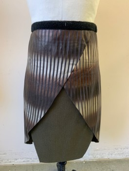 Mens, Historical Fiction Skirt, N/L, Gold, Brown, Bronze Metallic, Leather, Polyester, Stripes, 30-34, Pleated Leather Wrap Around with Rubberized Textured Loincloth Front Insert, Egyptian Style, Velcro Waistband for Maximum Adjustment, Multiples