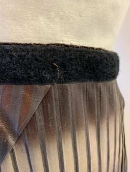 N/L, Gold, Brown, Bronze Metallic, Leather, Polyester, Stripes, Pleated Leather Wrap Around with Rubberized Textured Loincloth Front Insert, Egyptian Style, Velcro Waistband for Maximum Adjustment, Multiples