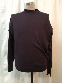 Mens, Pullover Sweater, E LUXE, Plum Purple, Wool, Heathered, L, Heather Plum, Mock Neck