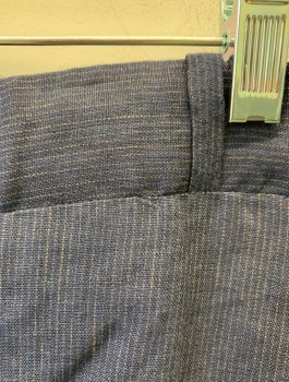 SIAM COSTUMES , Navy Blue, Gray, Linen, Stripes - Pin, Flat Front, Button Fly,  4 Pockets,