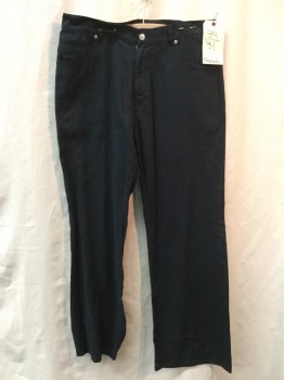 Mens, Casual Pants, FARHI, Black, Linen, Solid, 31/31, Black Linen