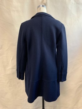 MINI, Navy Blue, Wool, Polyester, Solid, Open Front, Collar Attached, 2 Pockets, Velcro Cuff