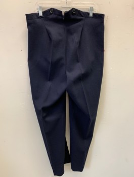ANGELS MTO, Navy Blue, Wool, Solid, Flat Front, Button Fly, Suspender Buttons at Outside Waist, 2 Side Pockets, Made To Order